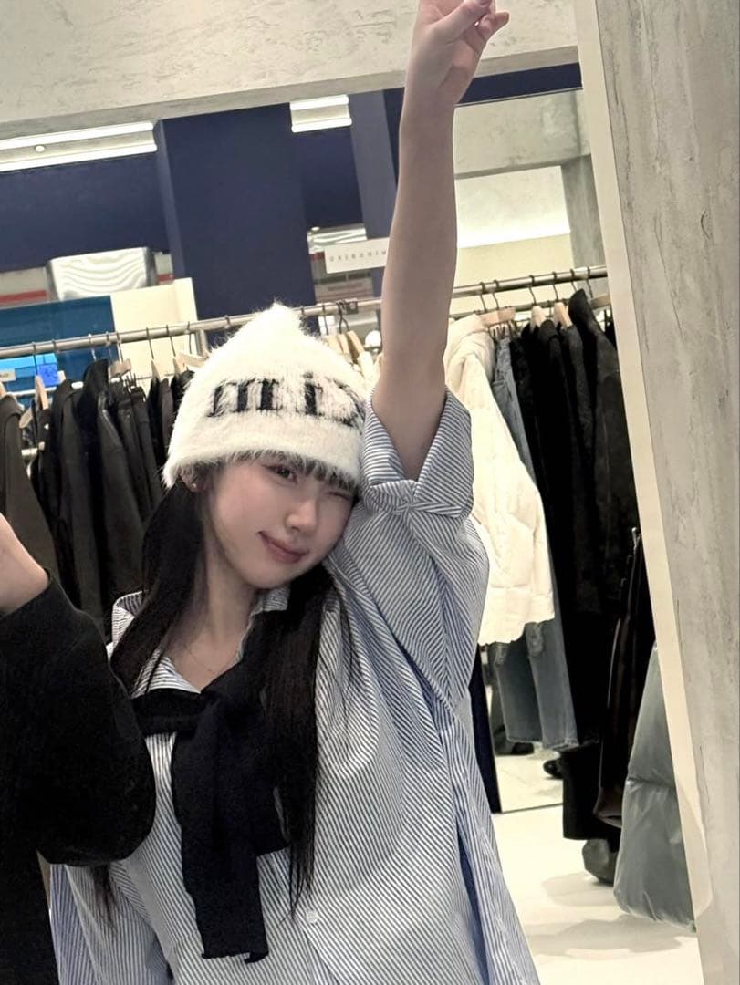 Matin Kim アイボリーニット帽　白色　(2色展開)