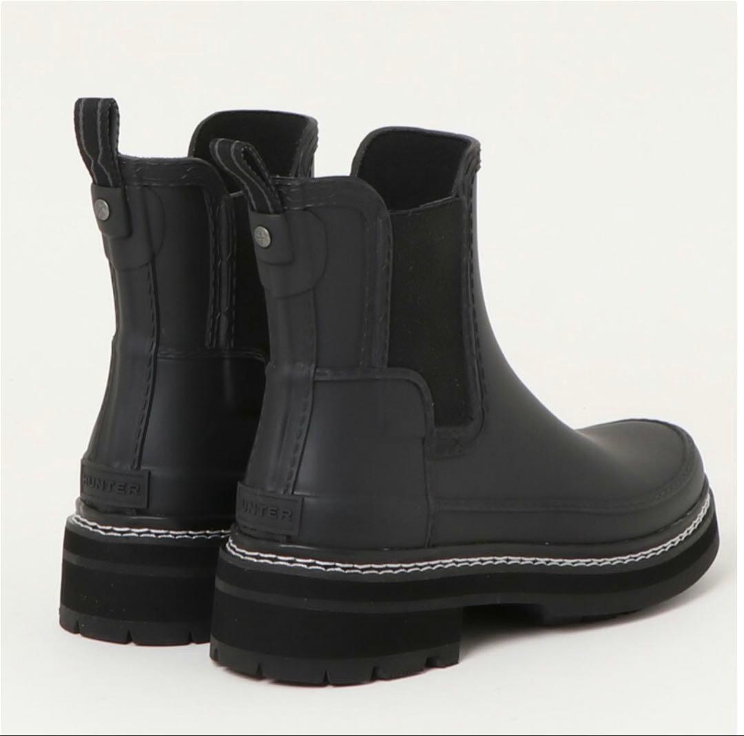 専用！HUNTER ブラック チェルシー ステッチ サイドゴア ブーツ 24cm