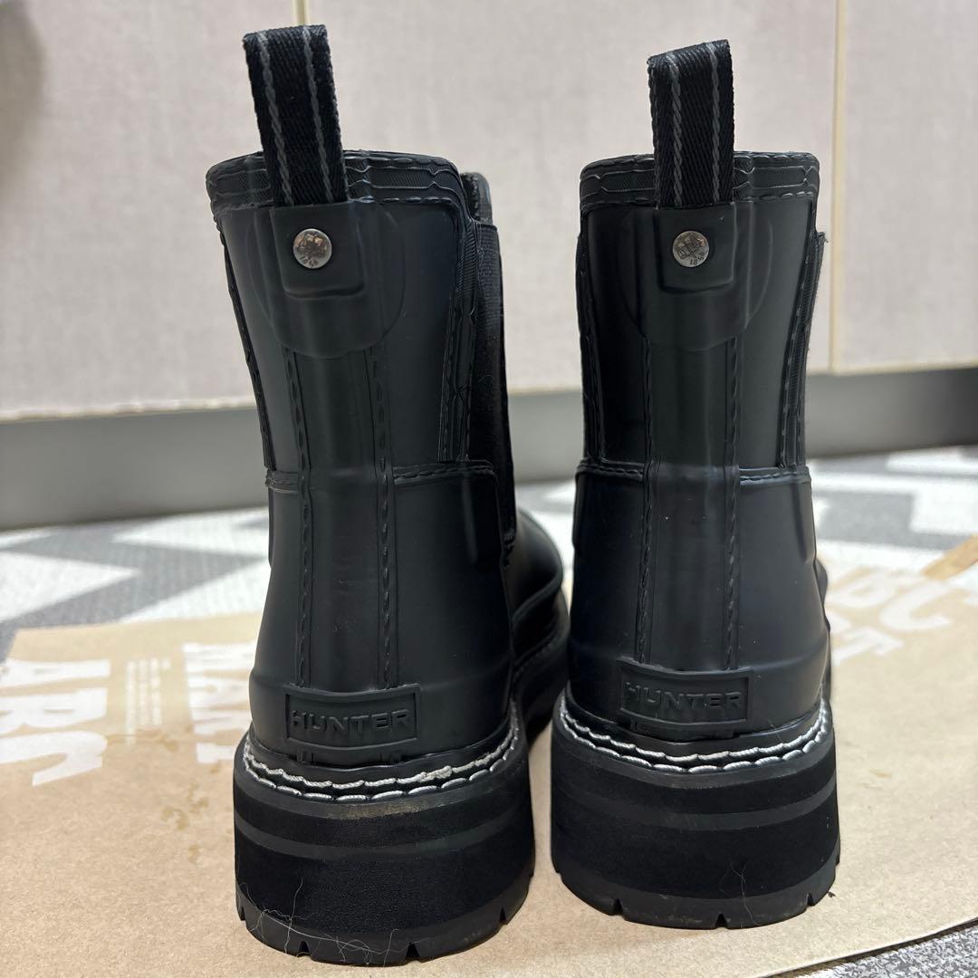 専用！HUNTER ブラック チェルシー ステッチ サイドゴア ブーツ 24cm