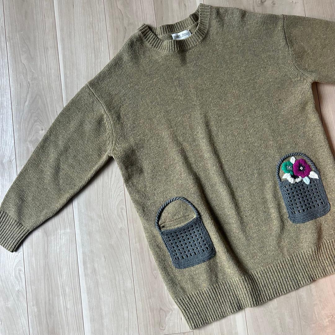 極美品＊BEARDSLEY ビアズリー 花籠ニットチュニック 近年