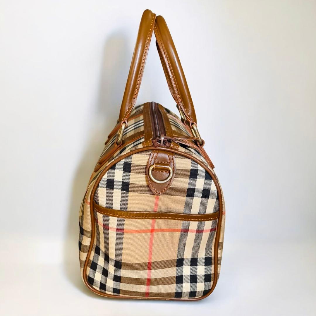 希少　月桂樹　バーバリーズ ハンドバッグ ミニボストン ノバチェック キャンバス