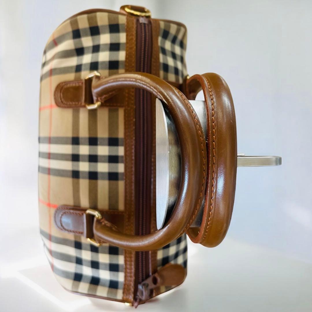 希少　月桂樹　バーバリーズ ハンドバッグ ミニボストン ノバチェック キャンバス