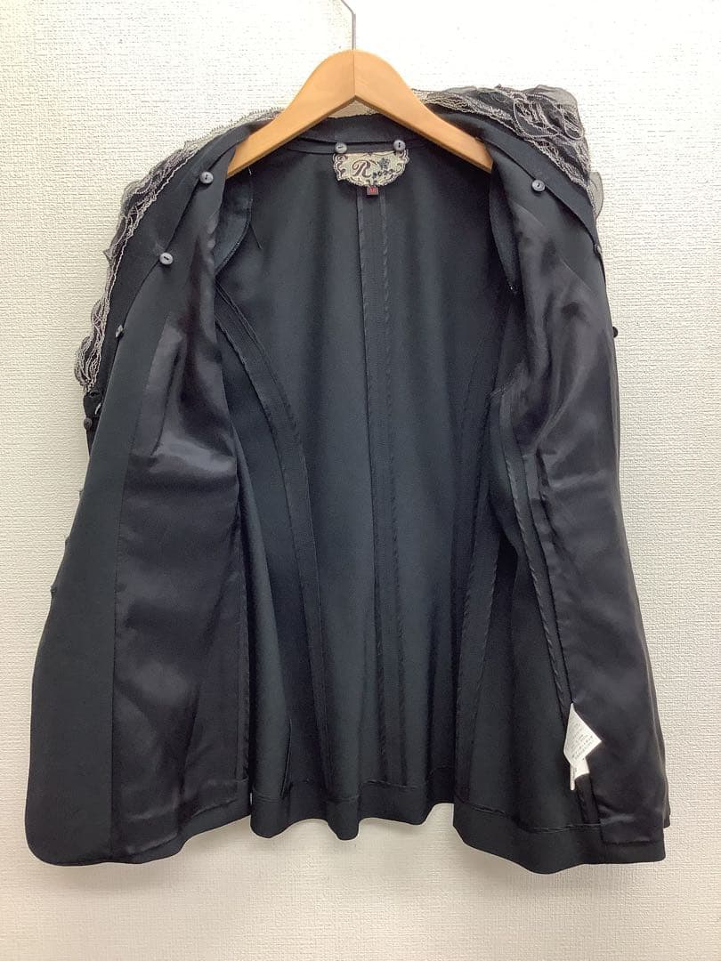 【美品‼︎】Rossa ロッサ 着脱可レース襟 テーラードジャケット L ブラック