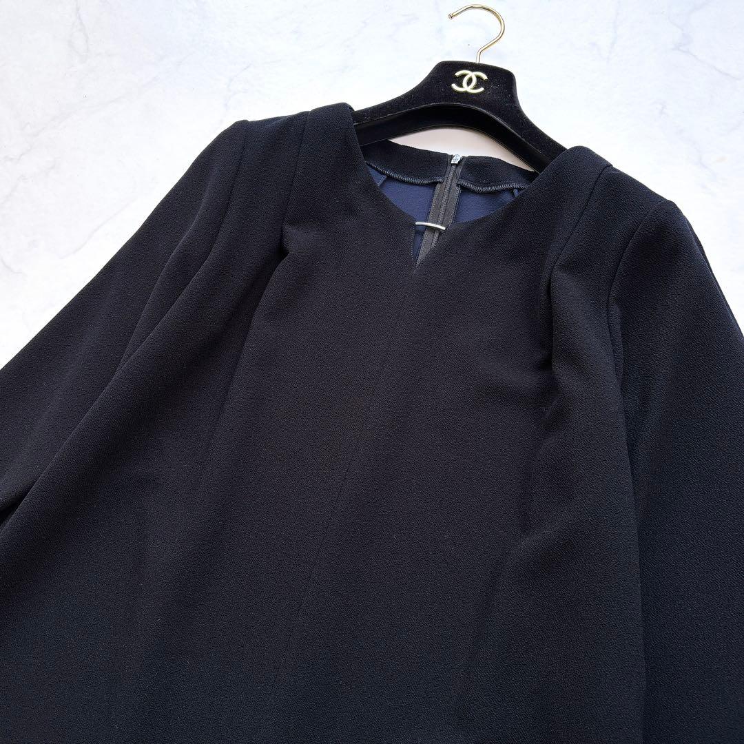 【Leilian】Vネックワンピース　近年モデル　ネイビー　大きいサイズ　13+