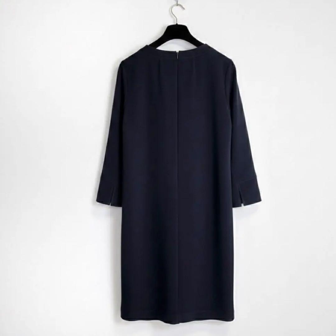 【Leilian】Vネックワンピース　近年モデル　ネイビー　大きいサイズ　13+