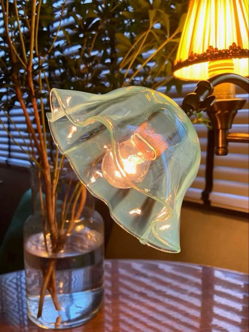 （専用）ブルーウラン　ランプスタンド　アンティークガラス　イギリス