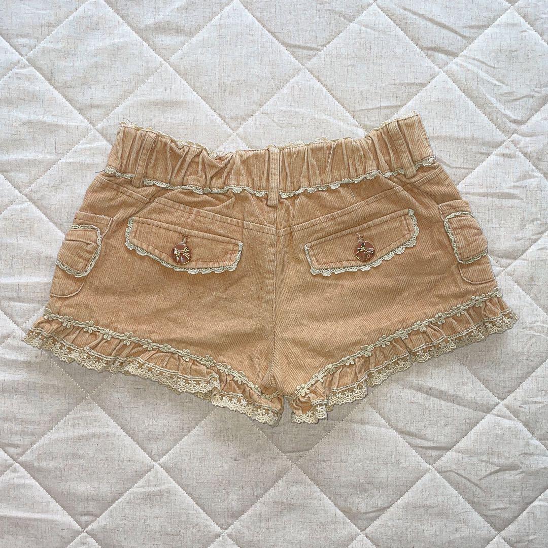 00s 希少 LIZLISA サイドリボン レースコーデュロイショートパンツ