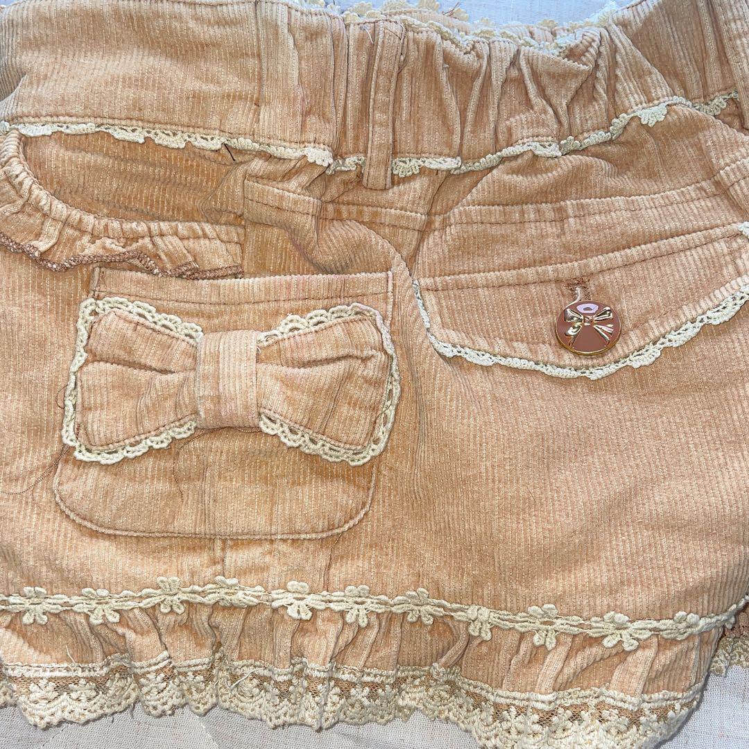 00s 希少 LIZLISA サイドリボン レースコーデュロイショートパンツ