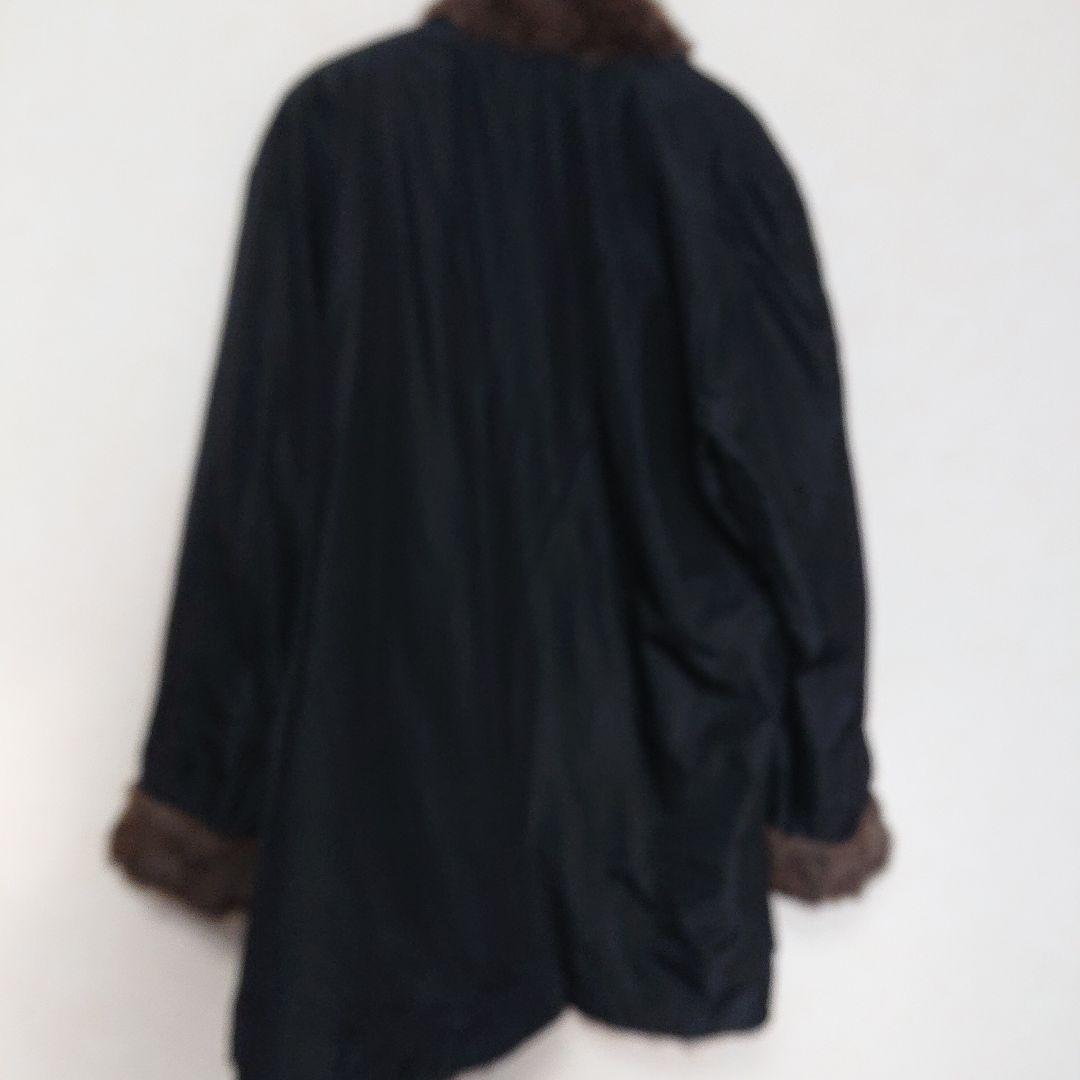 毛皮リバーシブルコートロシアンリス、シルク丈80センチ軽量ふんわりあたたか