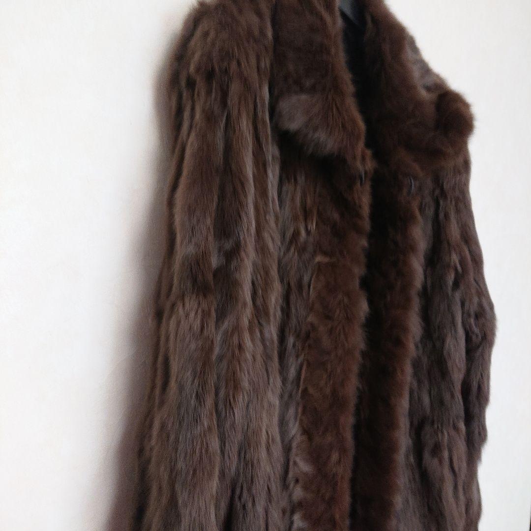毛皮リバーシブルコートロシアンリス、シルク丈80センチ軽量ふんわりあたたか