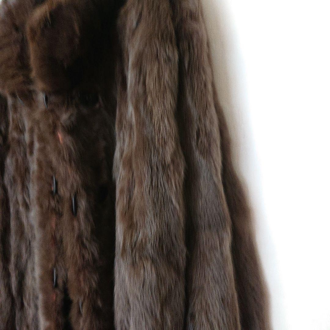 毛皮リバーシブルコートロシアンリス、シルク丈80センチ軽量ふんわりあたたか