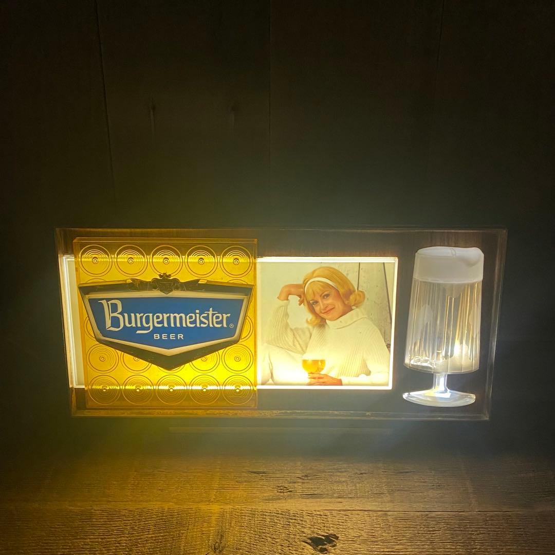 Burgermeister Beer★ナイトライトサインUSAビンテージ照明看板