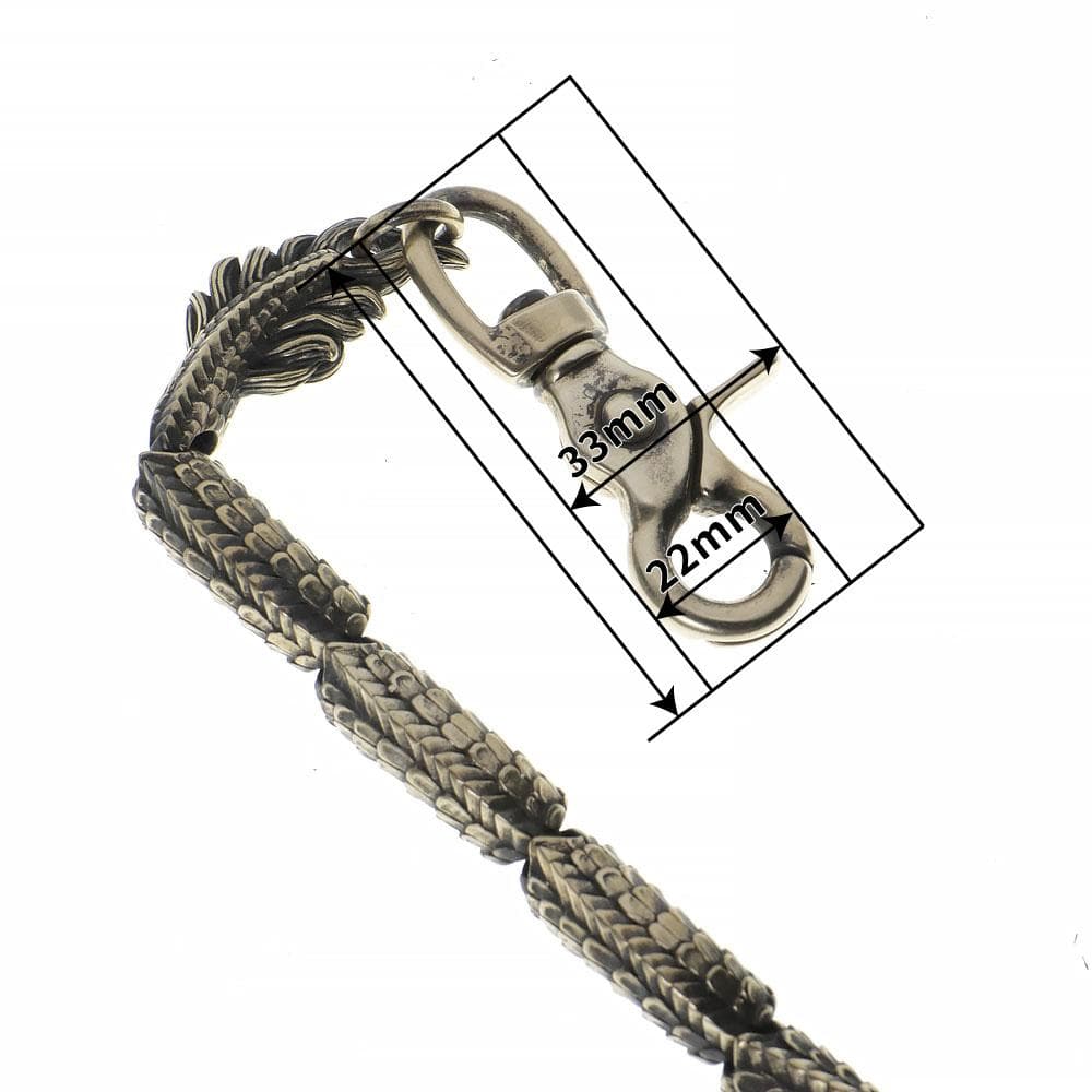 真鍮ブラス ウォレットチェーン 東洋の龍 ドラゴン オリジナル燻し加工BRASS