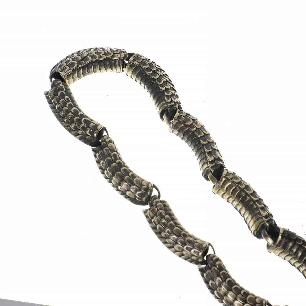 真鍮ブラス ウォレットチェーン 東洋の龍 ドラゴン オリジナル燻し加工BRASS