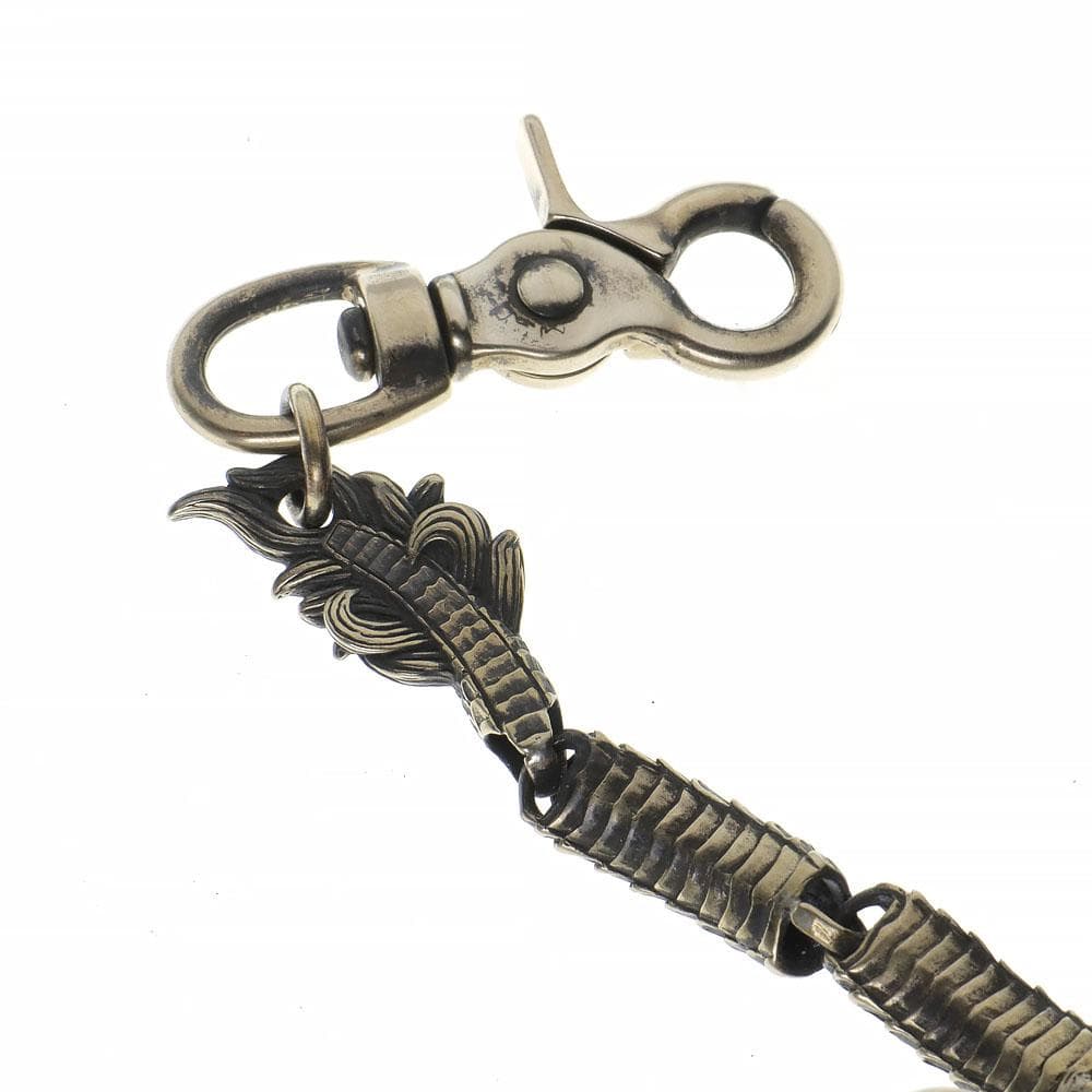 真鍮ブラス ウォレットチェーン 東洋の龍 ドラゴン オリジナル燻し加工BRASS