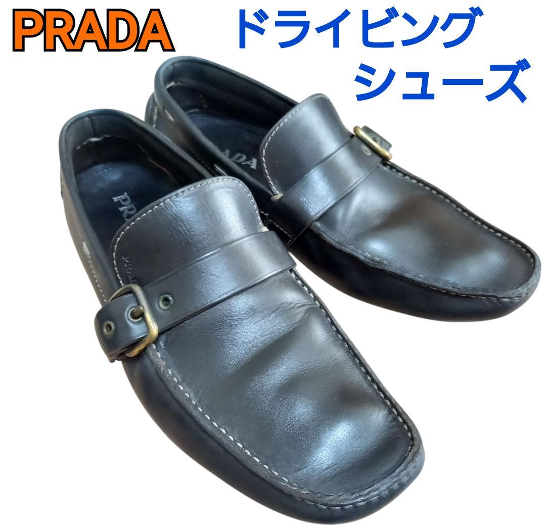 即日配送★ PRADA プラダ ドライビングシューズ ブラック レザー 28