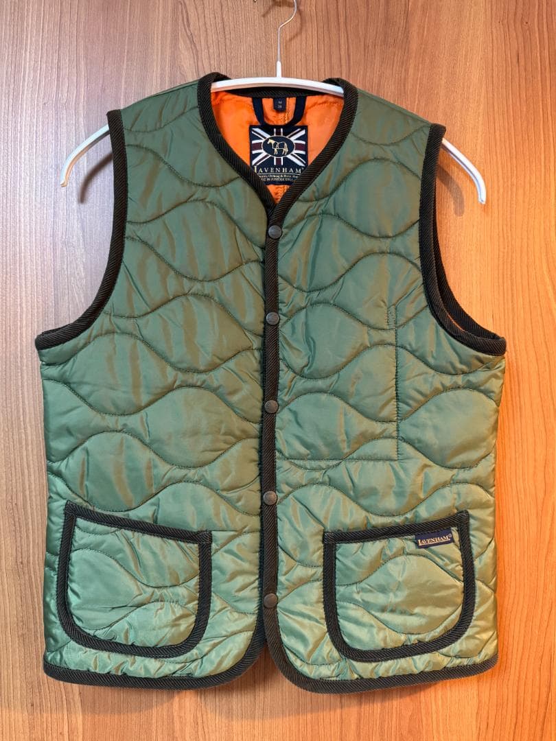 美品 LAVENHAM ラベンハム キルティングベスト オリーブ Mサイズ
