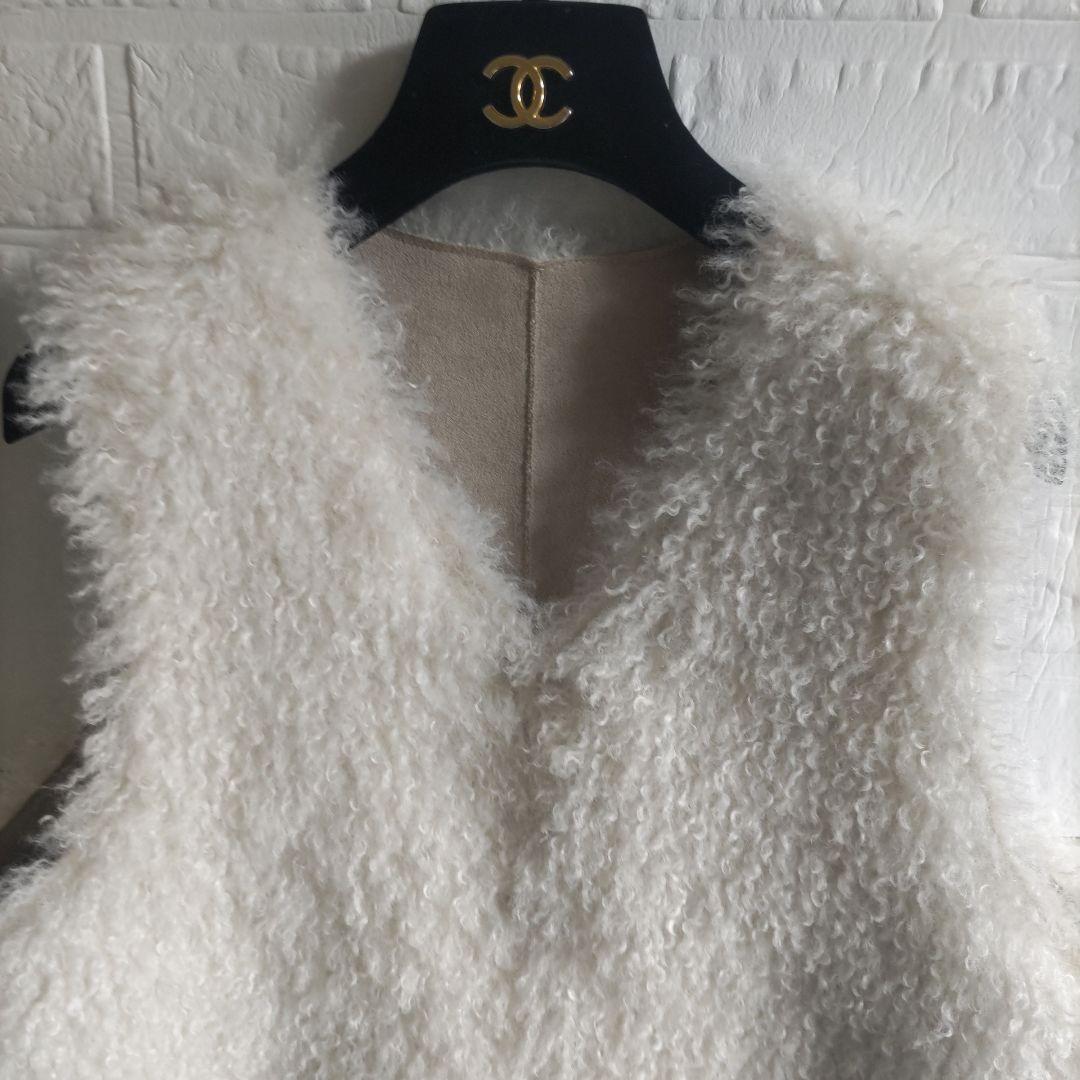 美品✨RISLEY 　リズレー　Vネックファー ジレ　ムートン　　ベスト