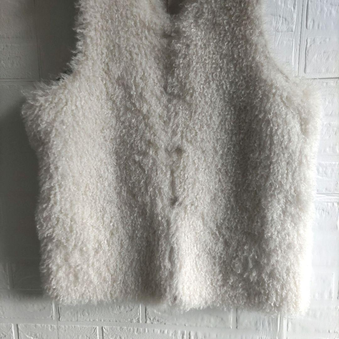 美品✨RISLEY 　リズレー　Vネックファー ジレ　ムートン　　ベスト