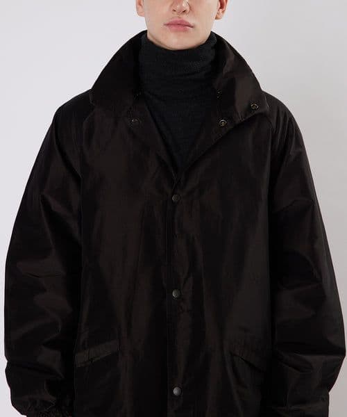 COMOLI (コモリ) コットンシルク フーデッドコート [BROWN]