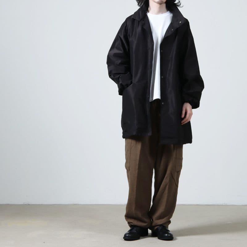 COMOLI (コモリ) コットンシルク フーデッドコート [BROWN]