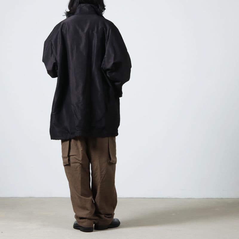 COMOLI (コモリ) コットンシルク フーデッドコート [BROWN]