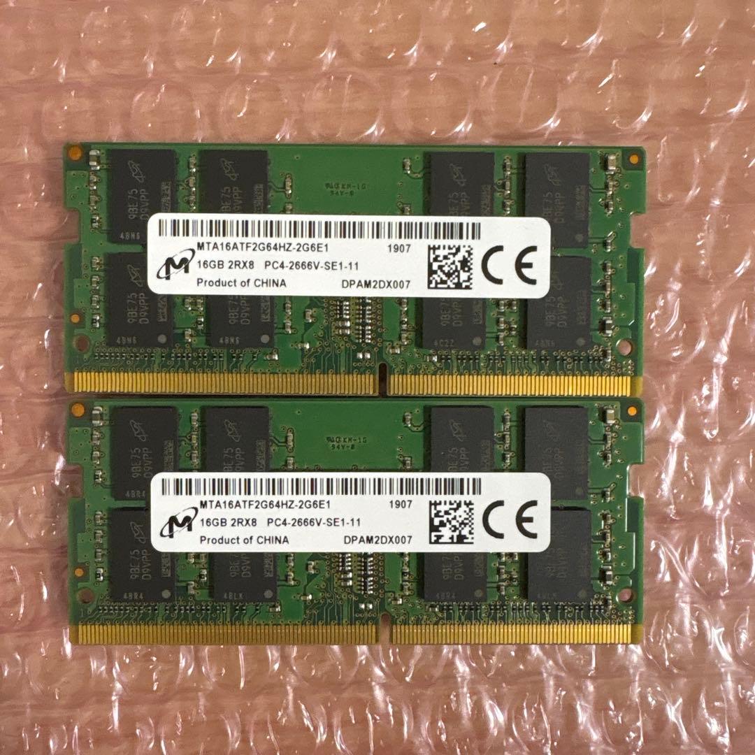 ノートPC用メモリーMicron PC4-2666V32GB( 16GB×2枚)