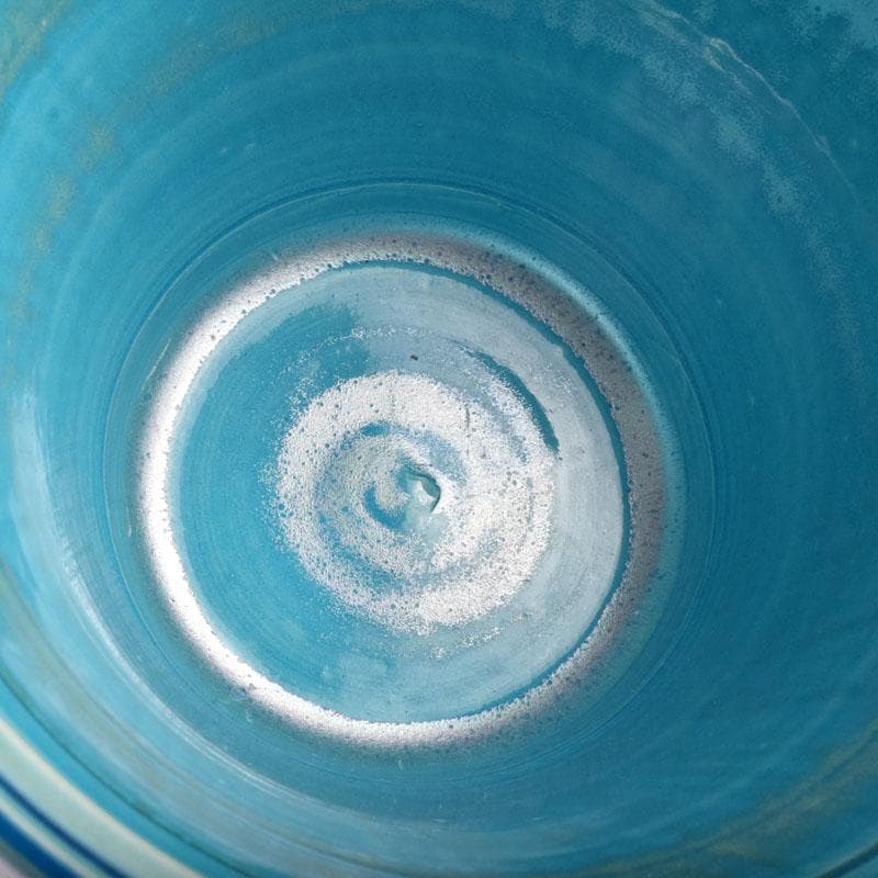 茶道具　京焼　平安昭阿弥造　浅葱　末広形　水指　共箱　C　8415A