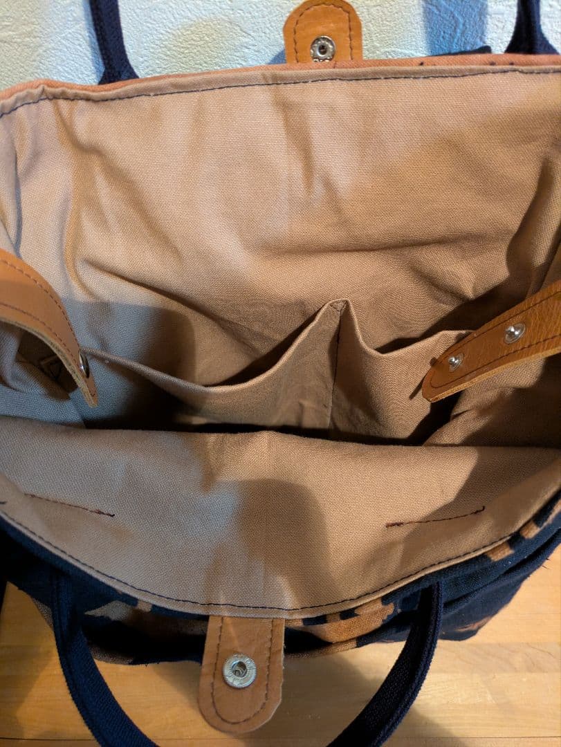 酒屋さんの前掛けリメイク（柿渋染） リュック、トートバッグツーウェイ