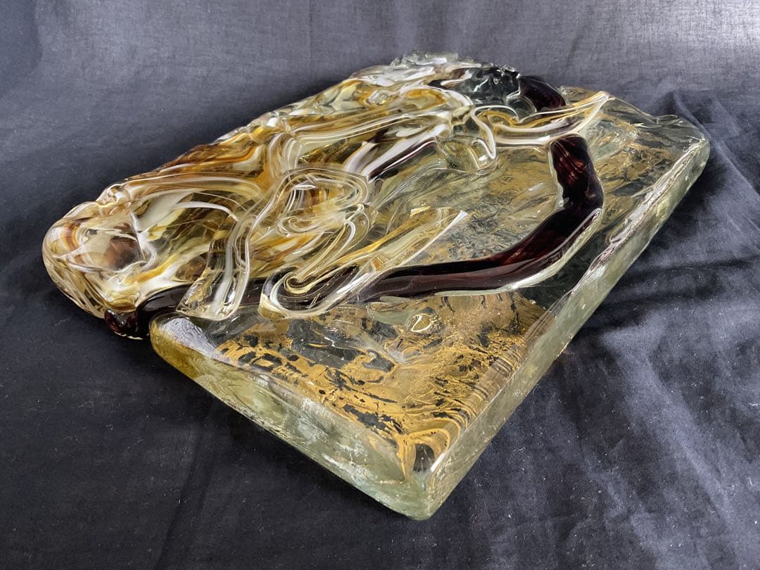 ルーク　藤田喬平　ガラス・レリーフ「富士山」(サイン)/オブジェ