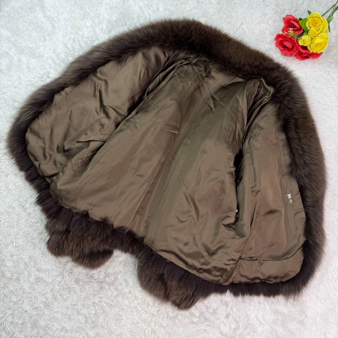 デザイン◎ ブルーフォックス クロップド 本毛皮 袖太 毛並み〇 なめし柔らか