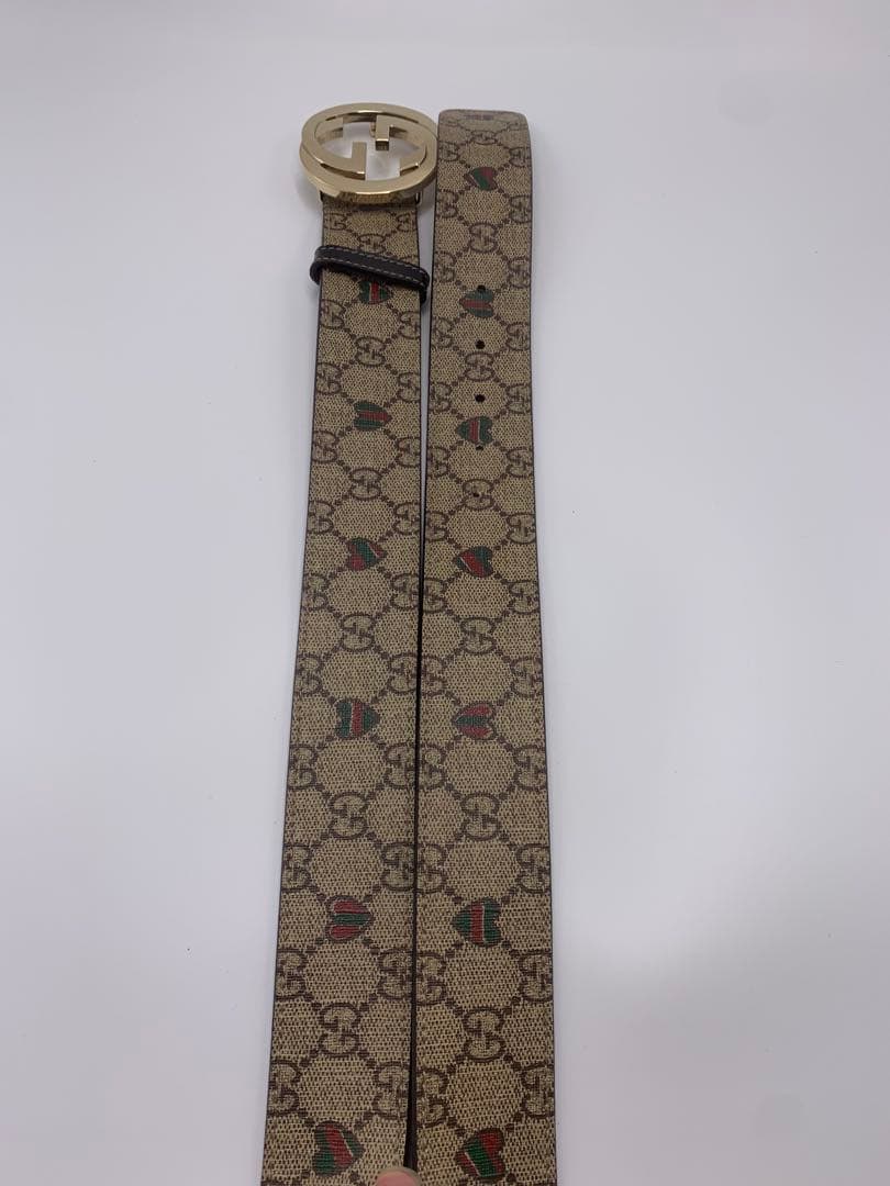 GUCCI GGキャンバス ベルト ゴールド金具　 レザー×キャンバス P55