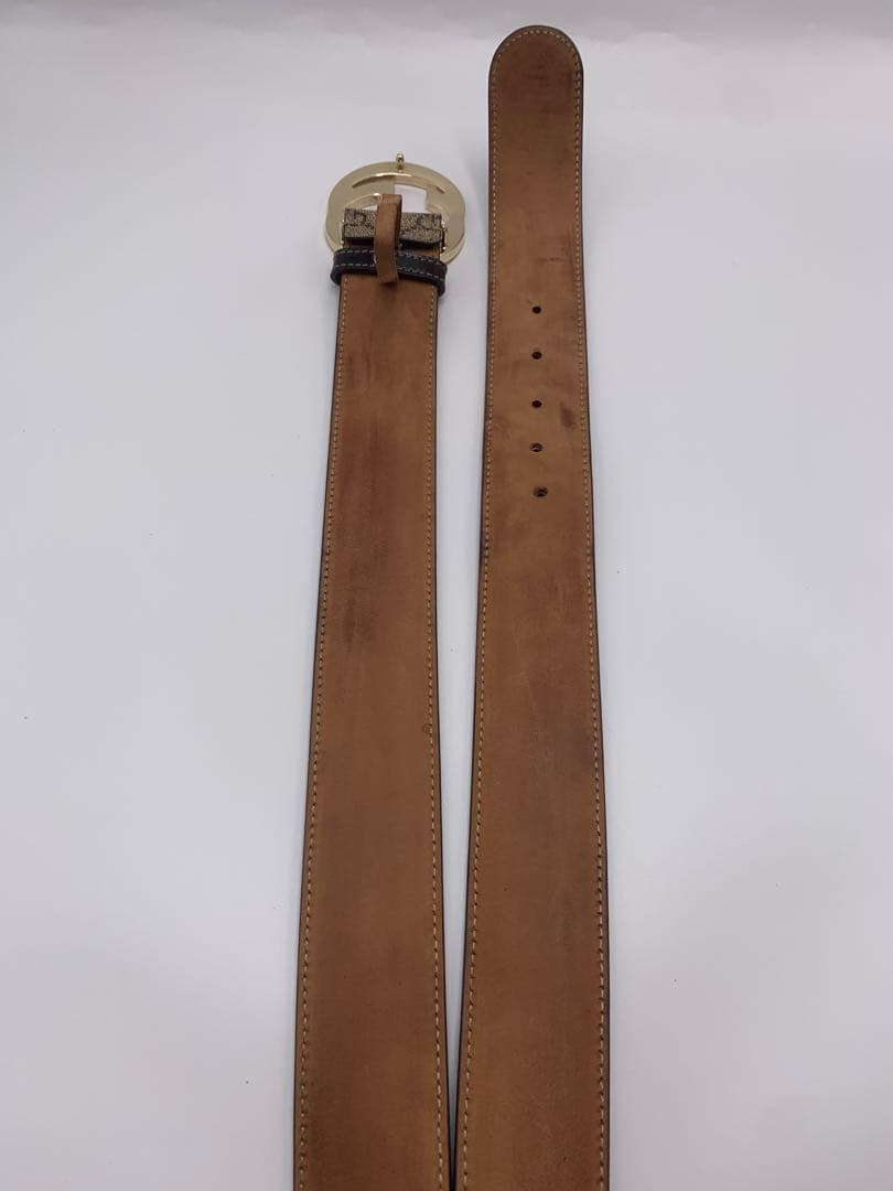 GUCCI GGキャンバス ベルト ゴールド金具　 レザー×キャンバス P55