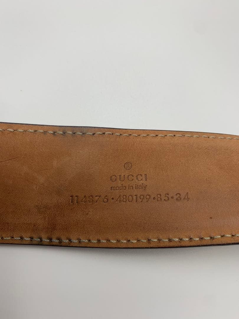 GUCCI GGキャンバス ベルト ゴールド金具　 レザー×キャンバス P55