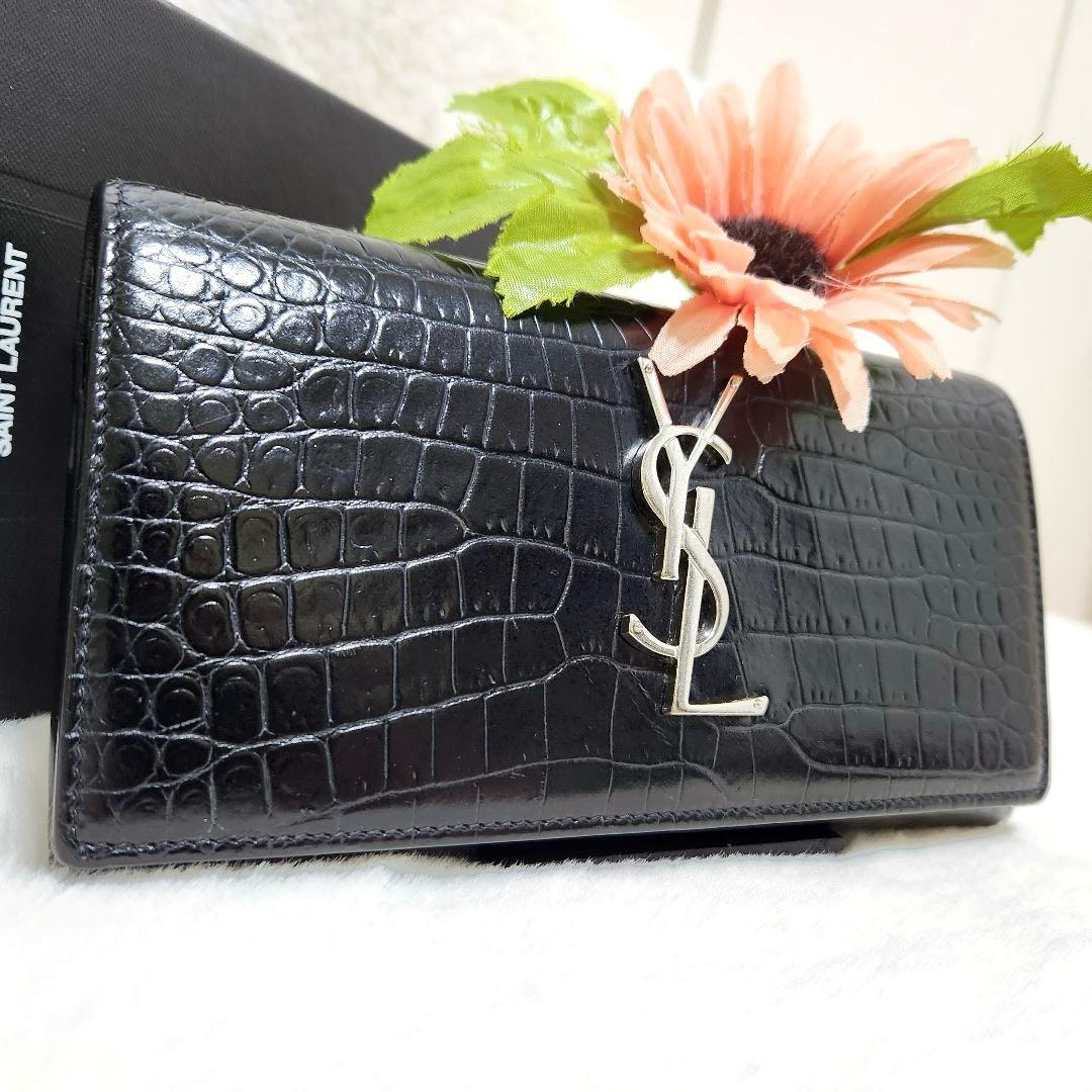 ✨極美品　付属品あり✨サンローラン　長財布　フラップ　カサンドラ　クロコ　黒