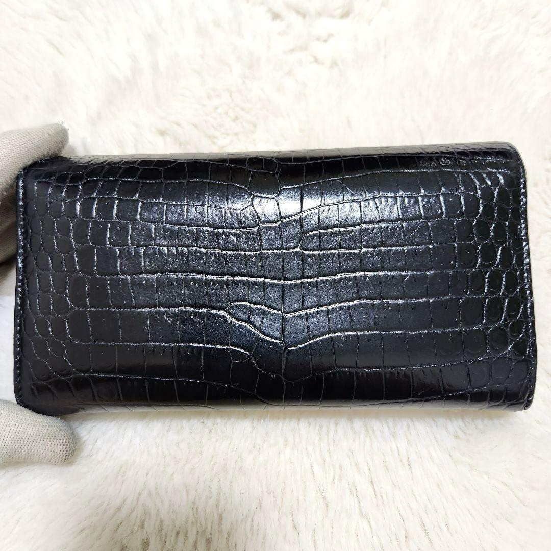 ✨極美品　付属品あり✨サンローラン　長財布　フラップ　カサンドラ　クロコ　黒