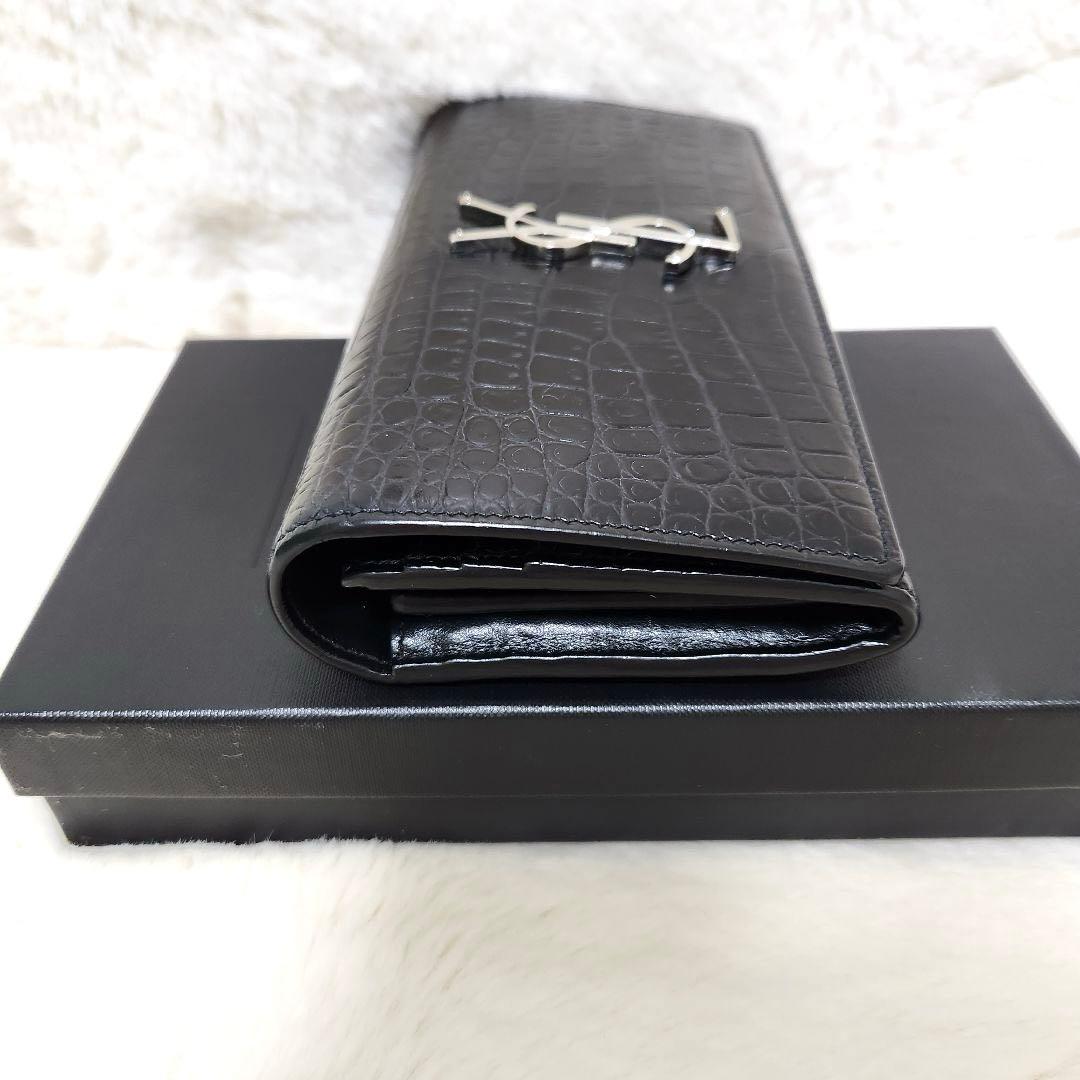 ✨極美品　付属品あり✨サンローラン　長財布　フラップ　カサンドラ　クロコ　黒