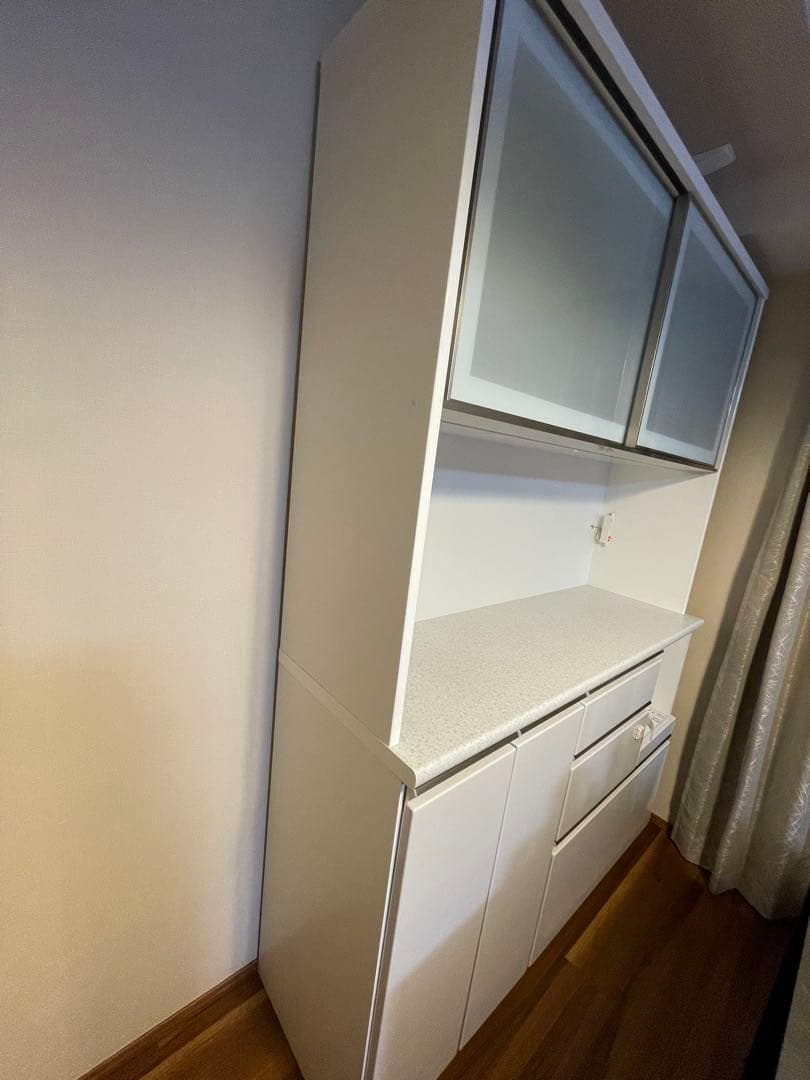 値下済！ニトリ アルミナ2 140cmキッチンボード シンプル ホワイト 食器棚