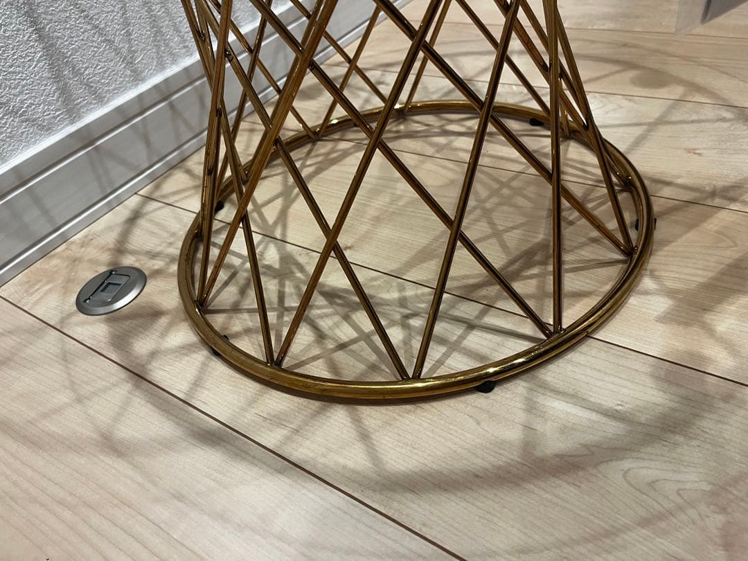 フランフラン　マーリアサイドテーブル　クリア×ゴールド φ500