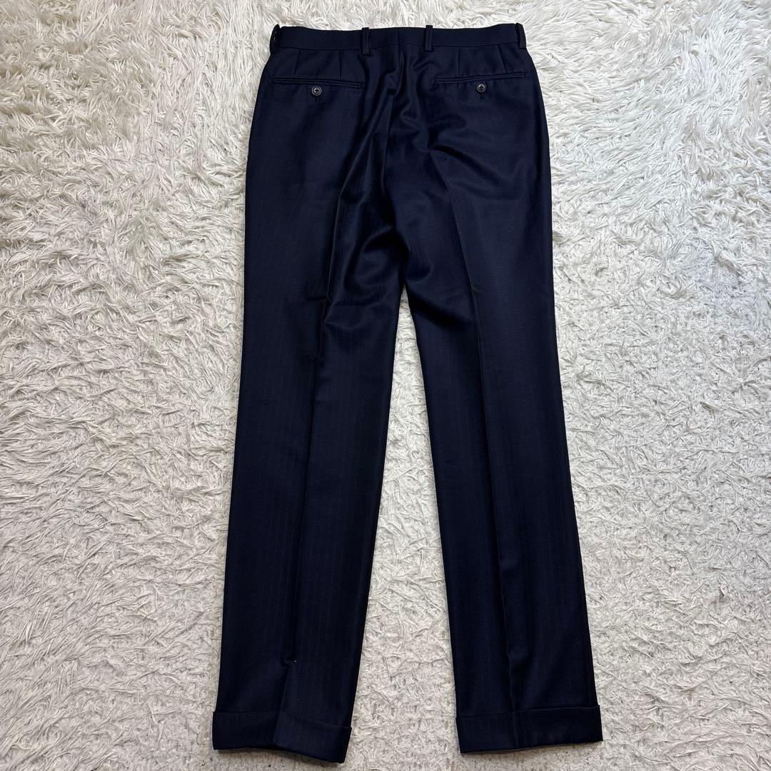 美品☆【ミツミネ】ゼニア生地　エレクタ　段返り　ネイビー　光沢感A4 M