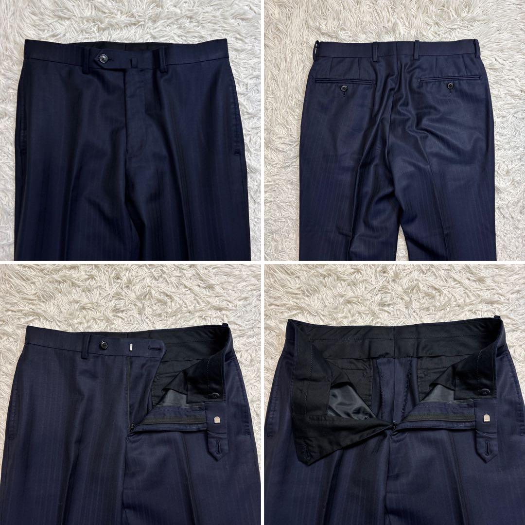 美品☆【ミツミネ】ゼニア生地　エレクタ　段返り　ネイビー　光沢感A4 M