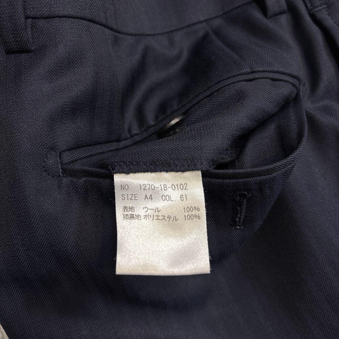 美品☆【ミツミネ】ゼニア生地　エレクタ　段返り　ネイビー　光沢感A4 M