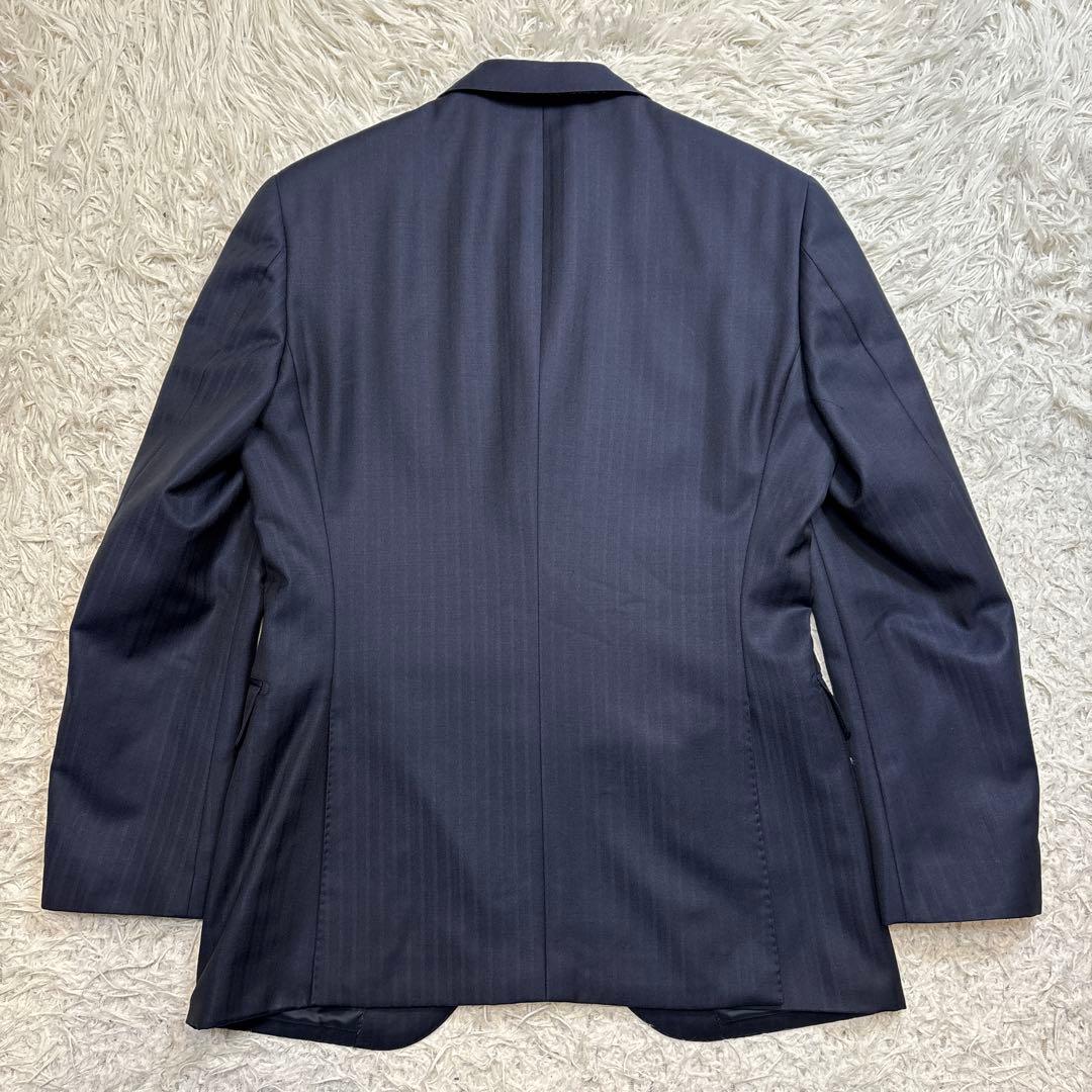 美品☆【ミツミネ】ゼニア生地　エレクタ　段返り　ネイビー　光沢感A4 M