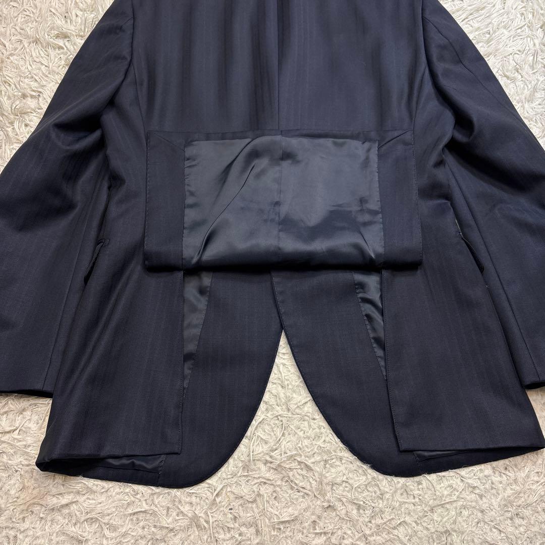 美品☆【ミツミネ】ゼニア生地　エレクタ　段返り　ネイビー　光沢感A4 M