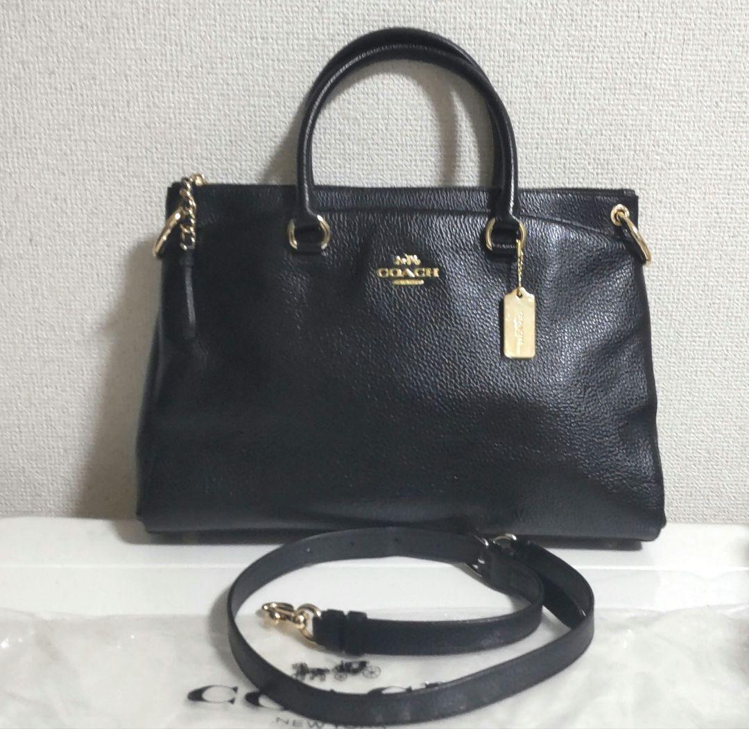 COACH ブラックレザー ショルダーバッグ　新品同様　超美品