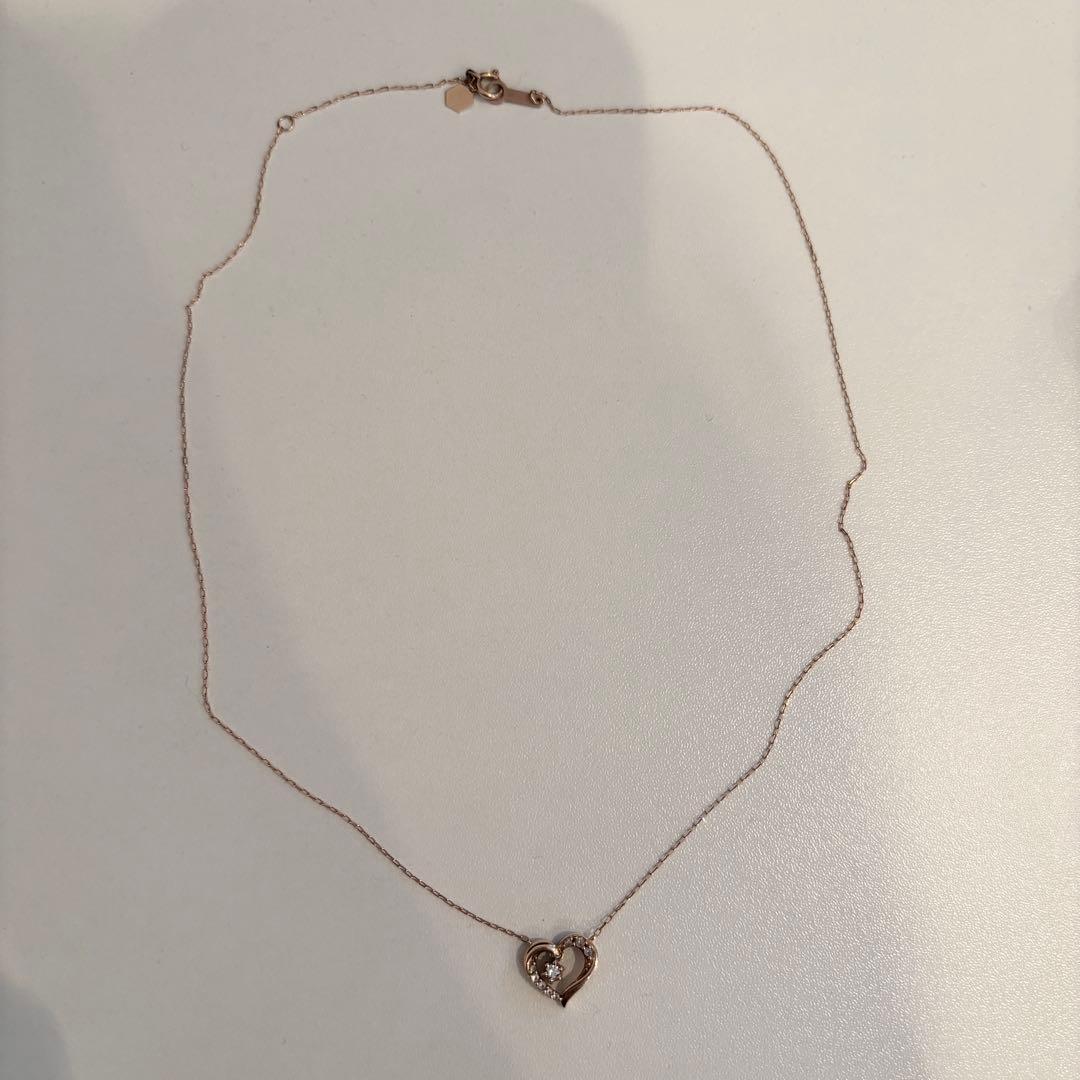 4℃ ピンクゴールド ハート ネックレス K10