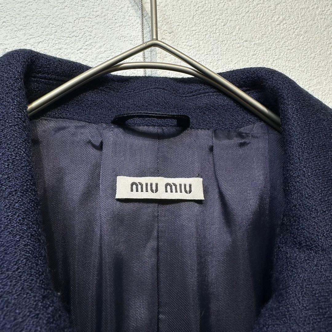 希少 美品 MIU MIU ウール Aライン デザイン ステンカラーコート 40