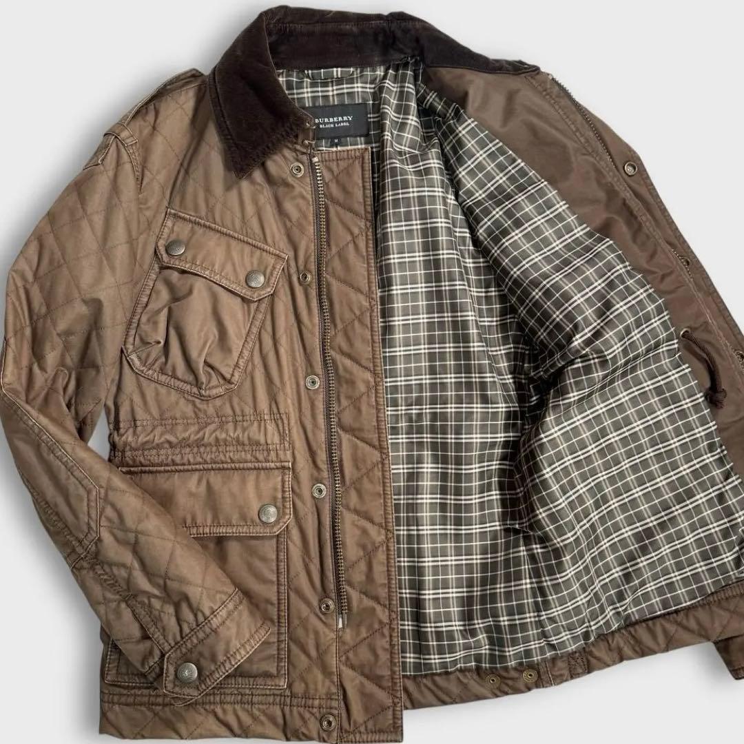 バーバリーブラックレーベル M-65 キルティング ミリタリージャケット カーキ