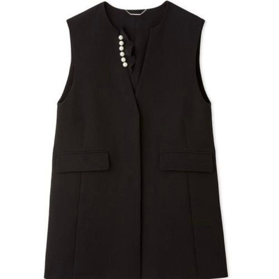 セルフォード CELFORD パールネックロングジレ　黒BLK