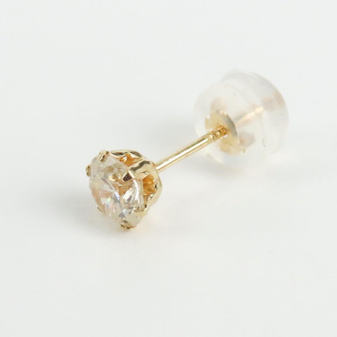 さ*0様 K18YG ダイヤモンド0.35ct 片耳ピアス　一粒ピアス　ブラウン